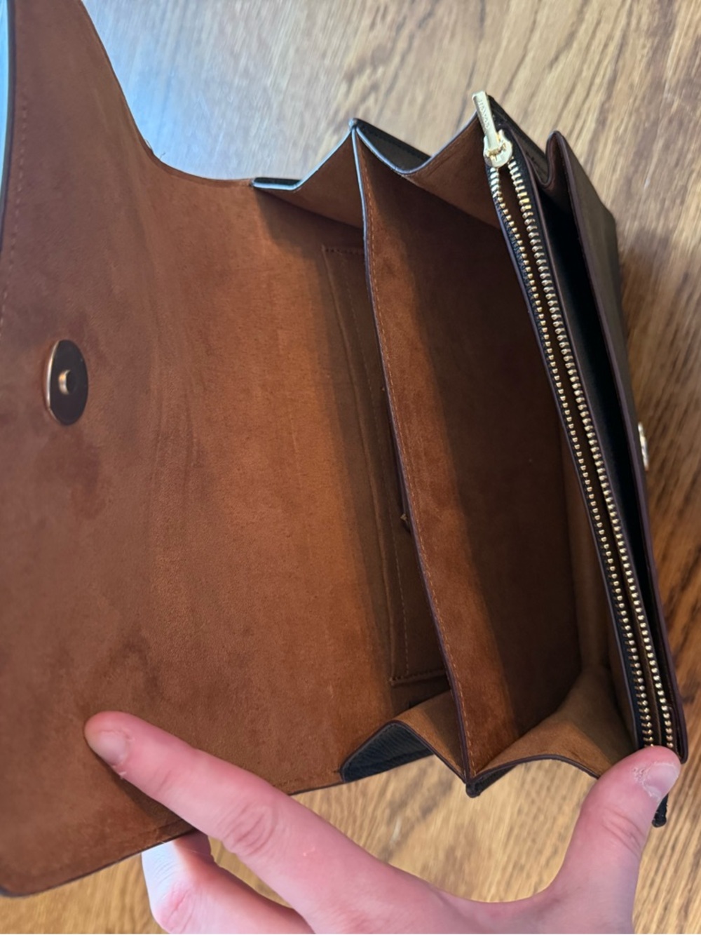 Coach Strawberry Chain Crossbody Clutch Black Leather Gold Chain NWOT - Picture 5 of 6